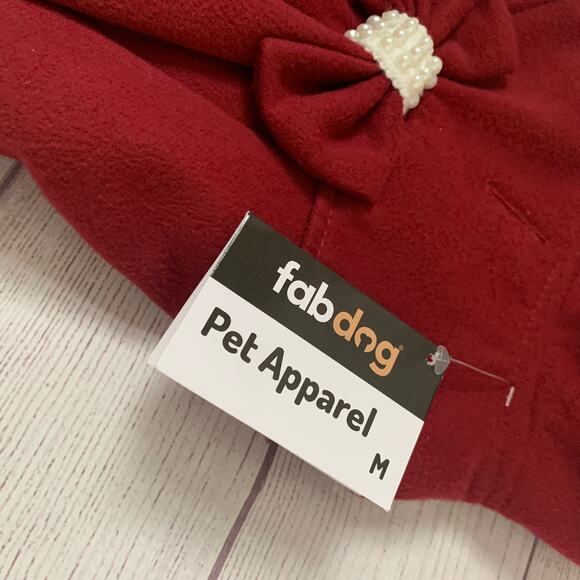 Fab Dog Maroon Red Dog Winter Dress Coat with White Bead Detail Size Medium - Picture 11 of 16